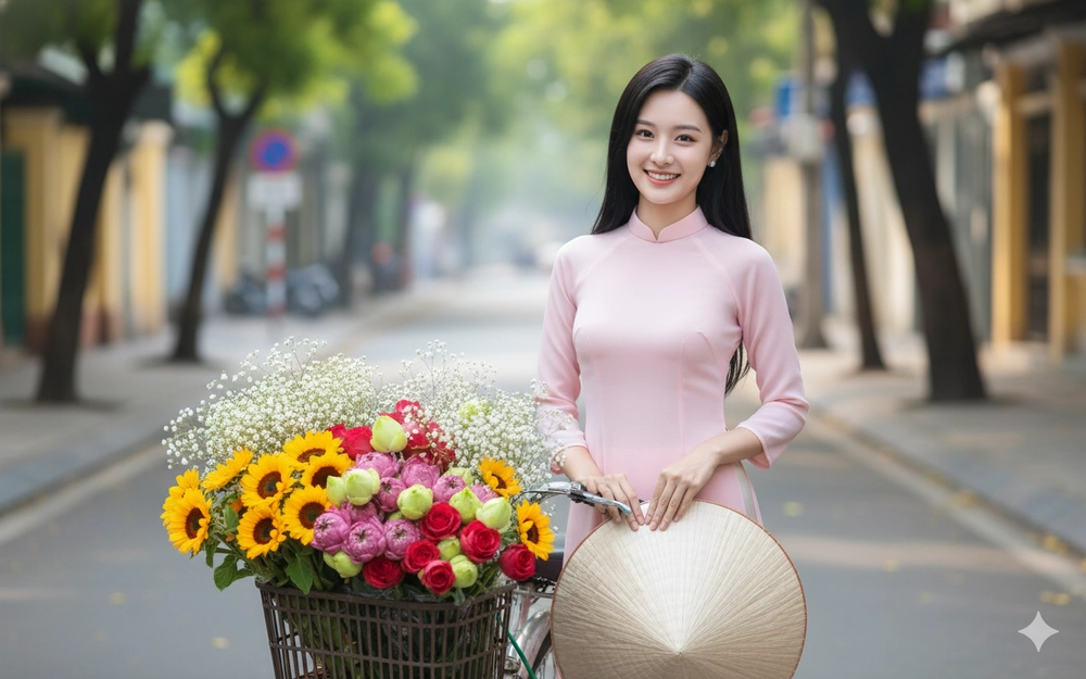 Chân dung cô gái trong áo dài hồng giữa phố phường Hà Nội rực rỡ sức sống mùa hạ