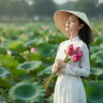 Thanh tao duyên dáng giữa hồ sen mùa hạ trong tà áo dài trắng truyền thống