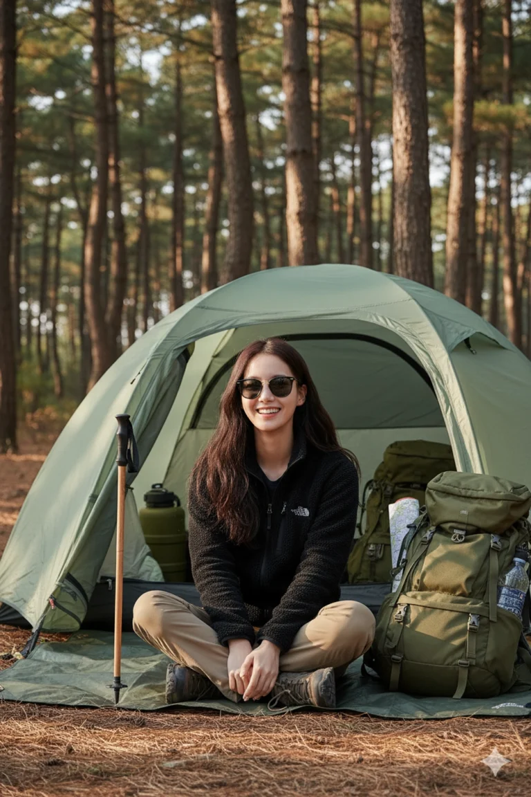 Người phụ nữ trẻ khám phá thiên nhiên với trang phục thể thao đầy phong cách