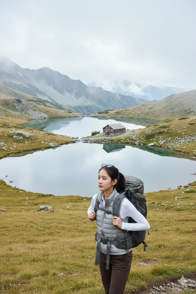 Cô gái trẻ trong chuyến đi phượt giữa rừng thông đầy phong cách và mạo hiểm