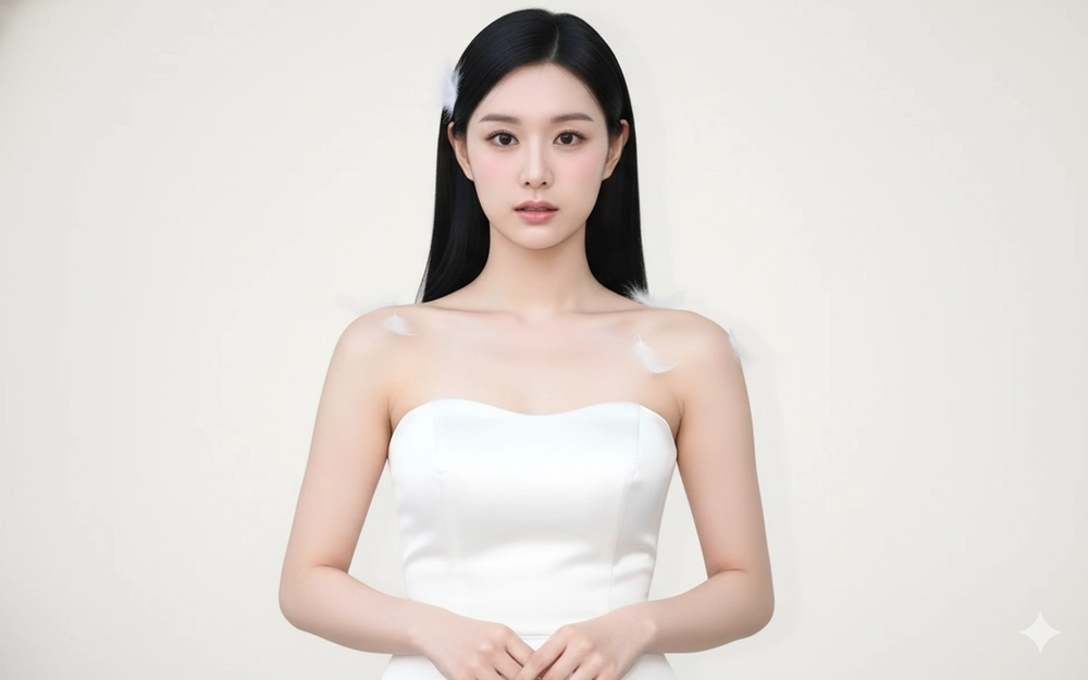 Chân dung thanh lịch của cô gái trẻ với vẻ đẹp tinh khôi và ánh sáng nhẹ nhàng