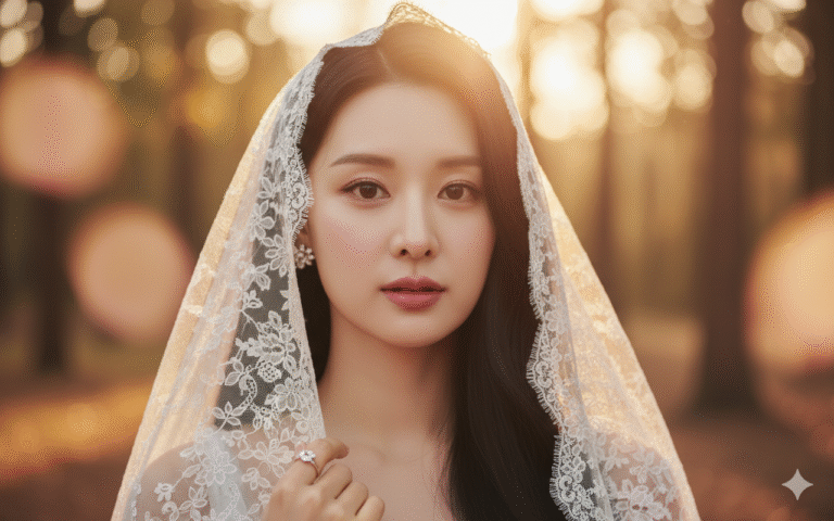 Bức chân dung cô dâu quyến rũ trong ánh hoàng hôn lãng mạn và bí ẩn