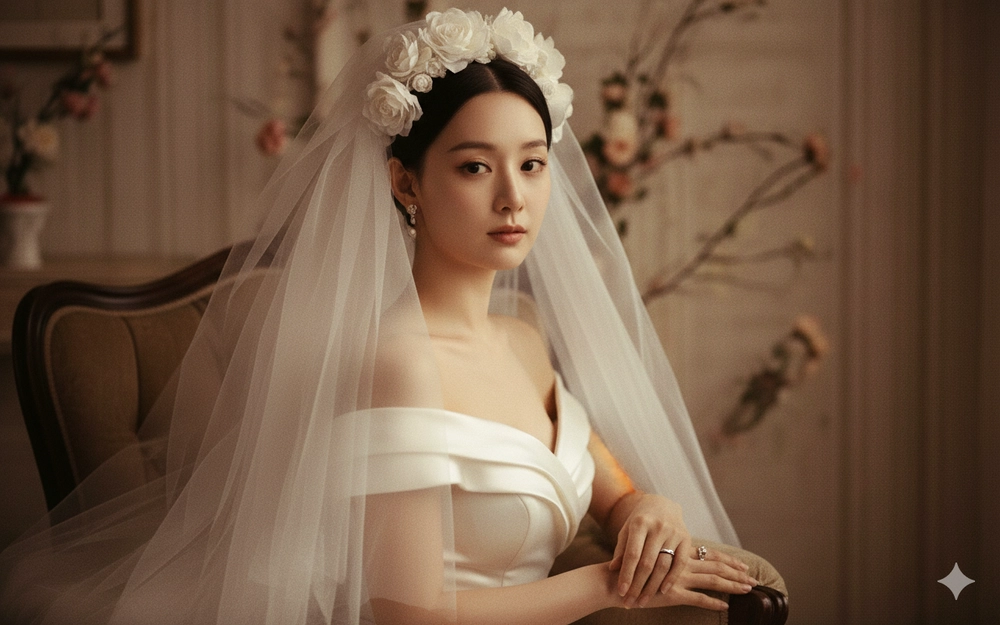 Chân dung cô dâu vintage đẹp nhẹ nhàng và lãng mạn trong không gian ấm áp