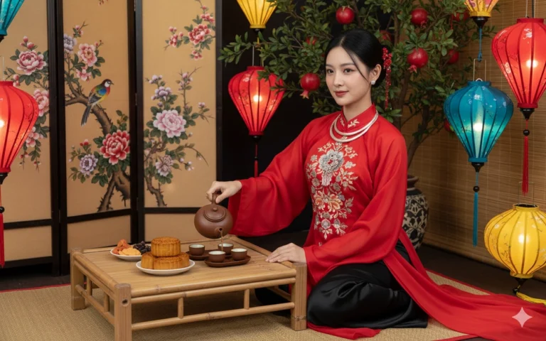 Nét đẹp thanh lịch của cô gái Việt trong đêm Trung Thu rực rỡ