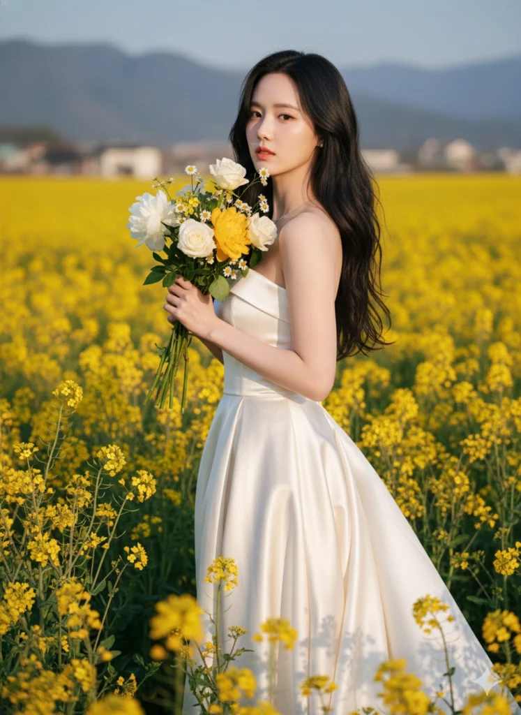 Chân dung đẹp của cô gái Việt giữa cánh đồng hoa cải vàng trong ánh hoàng hôn