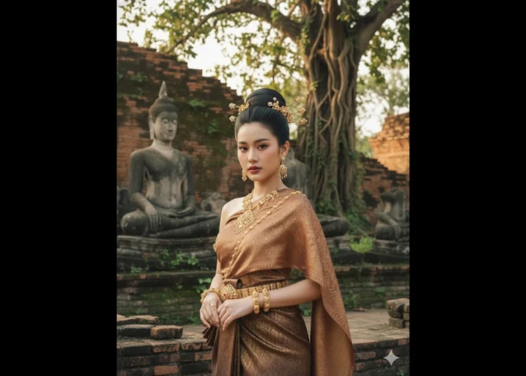 Khám Phá Di Sản Ayutthaya Qua Hình Ảnh Cổ Điển Của Một Người Phụ Nữ Châu Á