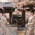 Chân dung phụ nữ Nhật trong kimono giữa mùa hoa anh đào tuyệt đẹp