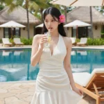 Ngoại hình rạng rỡ của cô gái trẻ tại khu nghỉ dưỡng sang trọng bên bờ biển