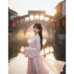 Thả hồn vào vẻ đẹp thanh tao của cô gái trong trang phục Hanfu ở phố cổ Trung Quốc