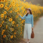 Dạo bước giữa cánh đồng hoa dã quỳ cùng cô gái Việt Nam xinh đẹp