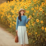 Dạo bước giữa rừng hoa dã quỳ cùng cô gái trẻ Việt Nam đầy sức sống