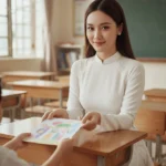 Góc nhìn gần về cô giáo Việt Nam trong trang phục áo dài đầy ấm áp và gần gũi