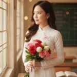 Nét đẹp bình yên của cô gái Việt trong áo dài giữa ánh sáng classroom