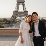 Ảnh cưới phong cách hiện đại của cặp đôi trẻ trung tại Paris bên tháp Eiffel