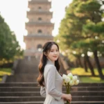 Sáng tạo ảnh 8k tại nhà thờ đá Phát Diệm với người mẫu trong áo dài xinh đẹp