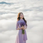 Nét đẹp mùa hè trên đỉnh Tam Đảo với áo dài tím và hoa oải hương tươi sáng