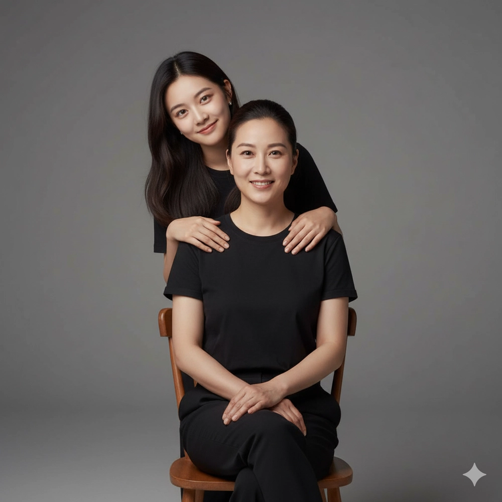 Khoảnh khắc ấm áp giữa mẹ và con trong bức chân dung gia đình giản dị