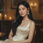 Chân dung thời trang vintage của cô gái Việt trước quán cà phê trong ánh nến ấm áp