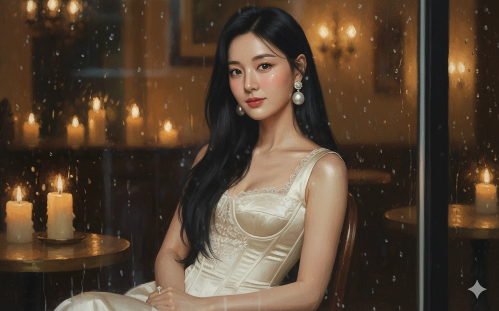 Chân dung thời trang vintage của cô gái Việt trước quán cà phê trong ánh nến ấm áp