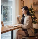 Cô gái mùa đông trong quán café Hàn Quốc đầy yên bình và ấm áp giữa không gian Giáng Sinh