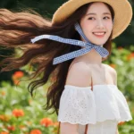 Chân dung sống động của cô gái trẻ trong vườn hoa rực rỡ ánh nắng mùa hè