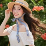 Tạo hình ảnh chân thực 8K của cô gái trẻ xinh đẹp đầy sức sống trong ánh nắng rực rỡ