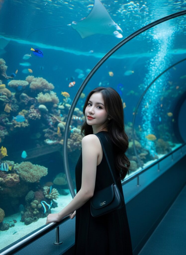 Sống ảo bên đường hầm thủy sinh đẹp lung linh và cá colorful