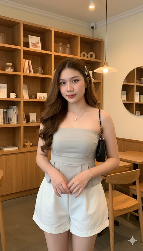 Chân dung cô gái phong cách thời thượng tại quán cà phê sang trọng