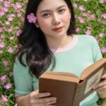 Nàng thơ giữa đồng hoa hồng nhạt và những trang sách mộng mơ