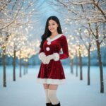 Vẽ chân dung siêu thực của cô gái Việt Nam trong không gian giáng sinh tuyết trắng