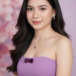 Vẽ chân dung cô gái trẻ với nụ cười dịu dàng và trang phục nổi bật