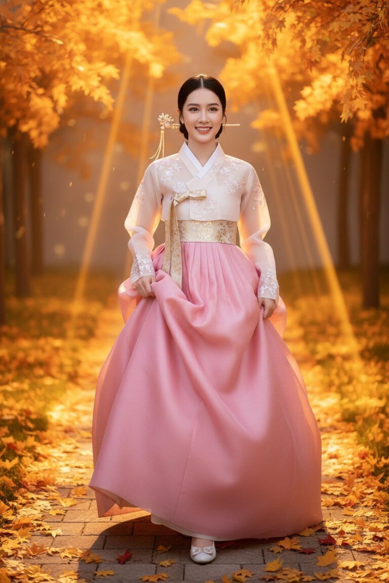 Nhẹ nhàng trong sắc thu cùng vẻ đẹp truyền thống của cô gái Hàn Quốc