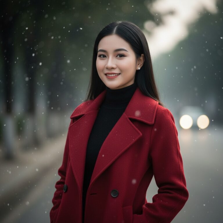 Vẽ chân dung siêu thực của cô gái Việt Nam trong trang phục đông bắt mắt