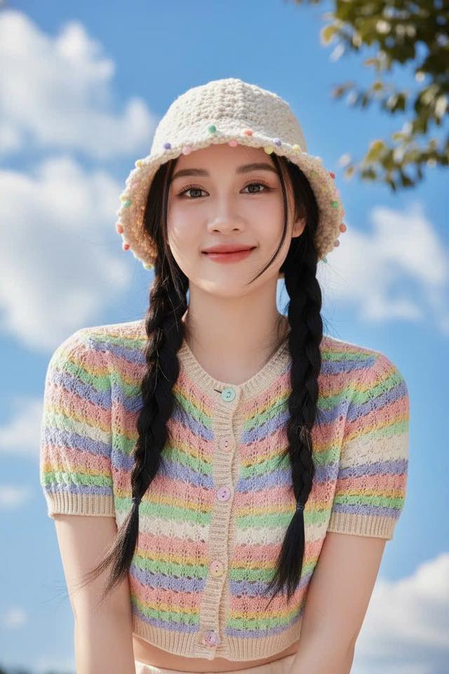 “Chân dung tỏa sáng với sắc màu pastel và vẻ đẹp tự nhiên dưới bầu trời xanh”