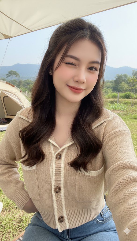 Tạo hình ảnh cô gái trẻ xinh đẹp ngay giữa thiên nhiên trong ánh sáng tự nhiên