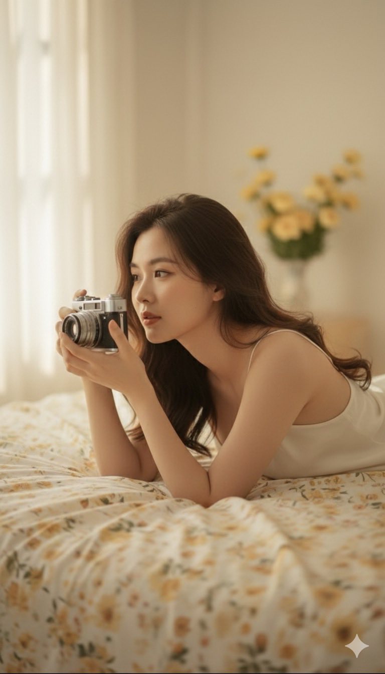 Giới thiệu khoảnh khắc yên bình trong phòng với ánh sáng hoàng hôn ấm áp