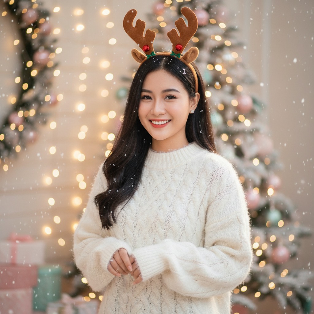 Tạo chân dung siêu thực của cô gái Việt trong không gian Giáng sinh tuyệt đẹp