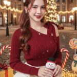 Gái đẹp dịu dàng trong không khí Giáng sinh lãng mạn giữa thành phố châu Âu