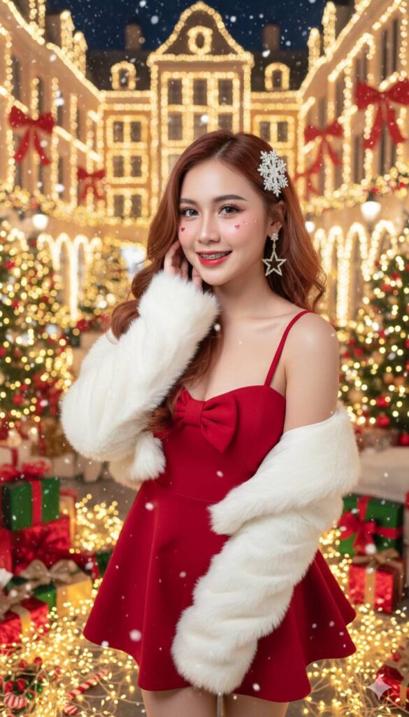 Tạo dáng Giáng sinh với phong cách trẻ trung và ngọt ngào trong thành phố cổ tích