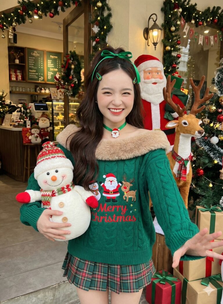Biến Hóa Hình Ảnh Giáng Sinh Siêu Thực Cho Cô Gái Xinh Đẹp Với Phong Cách Thời Trang ấn Tượng