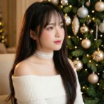 Tạo hình ảnh chân thực 8K của cô gái trẻ xinh đẹp giống idol K-Pop trong môi trường ấm cúng.