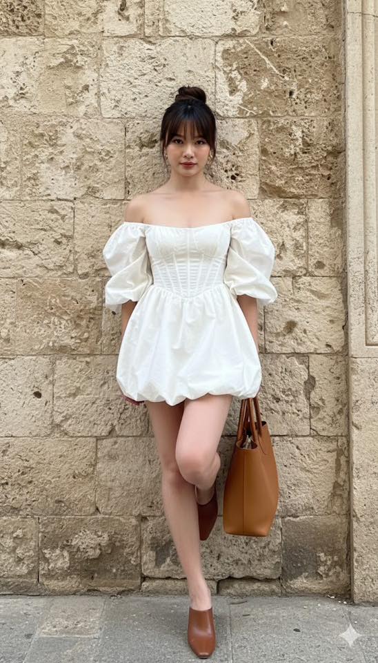 Diện mạo thanh lịch với váy mini trắng và phong cách hiện đại trẻ trung