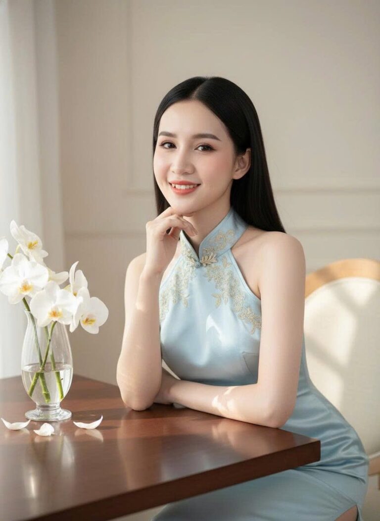 Nét đẹp trẻ trung của cô gái Việt trong trang phục qipao dưới ánh sáng tự nhiên