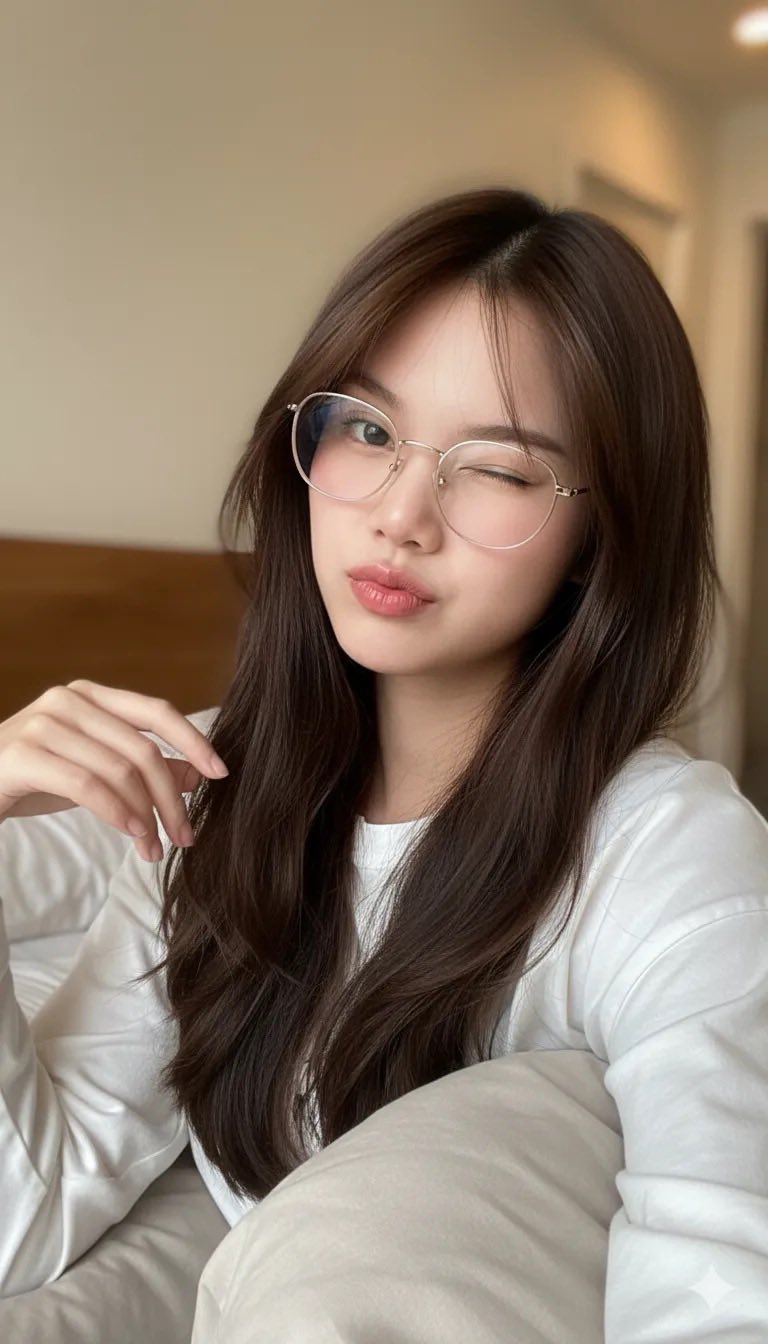 Chân dung tự sướng tinh nghịch của cô gái trẻ với phong cách giản dị và quyến rũ