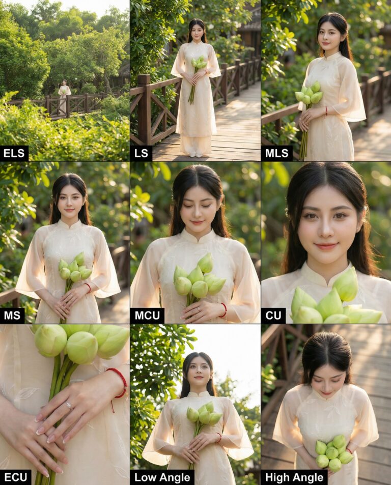 Xây dựng bảng phân tích hình ảnh với 9 khung cảnh điện ảnh đầy đủ chi tiết