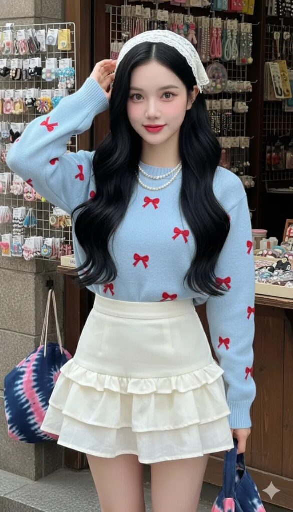 Chân dung cô gái trẻ xinh đẹp với vẻ ngoài ngọt ngào giữa khung cảnh dễ thương