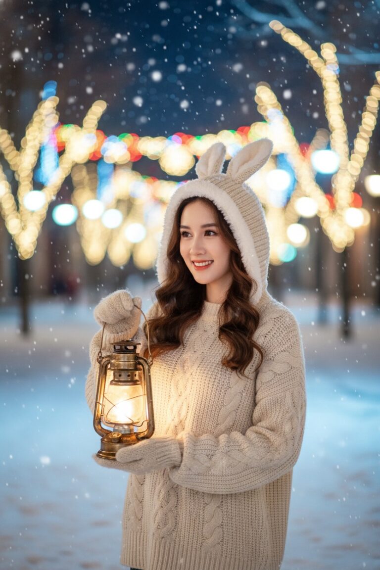Ghi lại khoảnh khắc Giáng sinh tuyệt đẹp giữa phố tuyết với ánh đèn lung linh