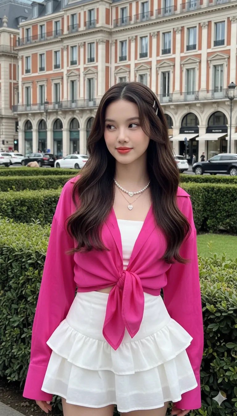 Chân dung cô gái trẻ xinh đẹp giữa khung cảnh thành phố lịch sử sôi động