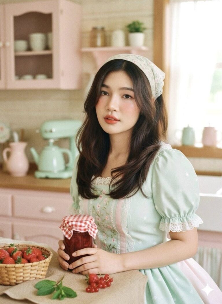 Nàng thơ trong bếp vintage làm mứt dâu tây ngọt ngào và phong cách Lolita đẹp mắt