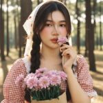 Chân dung thanh xuân trong rừng nắng với vẻ đẹp tự nhiên và trang phục duyên dáng